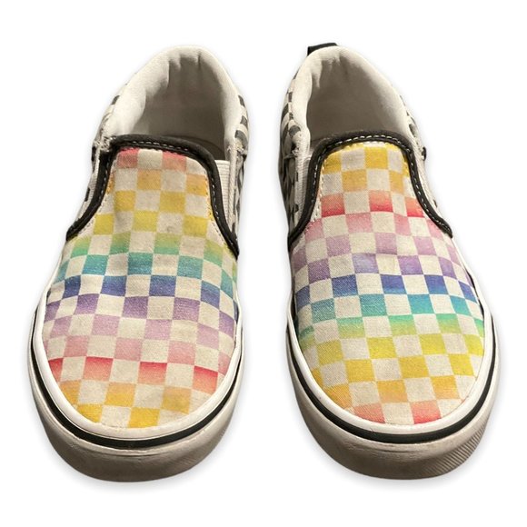 Vans Asher Rainbow Checkerboard Slip-On Sneaker - Size 3 (big kids) - Picture 1 of 8